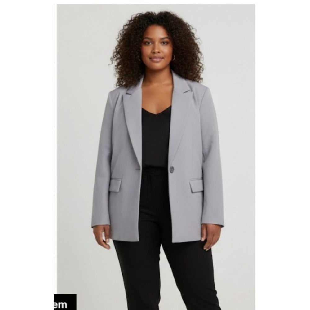 Fashion Nova Have A Little Faith Blazer Grey Size 1X Oversized Lapel Collar 321